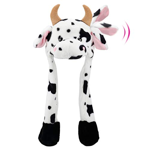 Hopearl Cow Hat with Ears Moving Jumping Pop Up
