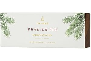 Thymes Frasier Fir Aromatic Home Fragrance Votive Set – Elegant Scented Accents for Living Spaces (Set of 3)