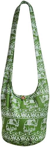Hippie Hobo Bags Crossbody Bags Shoulder Bag Purse Messenger Elephant Flower (Lighjt Green)