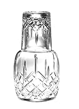 Barski - Mouth Blown - Hand Cut - Crystal - 2 Piece Set - 25 oz . Bedside Night Carafe / Desktop Carafe with Tumbler Glass - 8.25