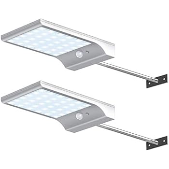 InnoGear Solar Gutter Lights Wall Sconces with Mounting Pole Outdoor Motion Sensor Detector Light Security Lighting for Barn Porch Garage, Pack of 2