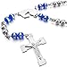 INBLUE Men,Women's Stainless Steel Pendant Necklace Virgin Mary Jesus Christ Cross Rosary Chain