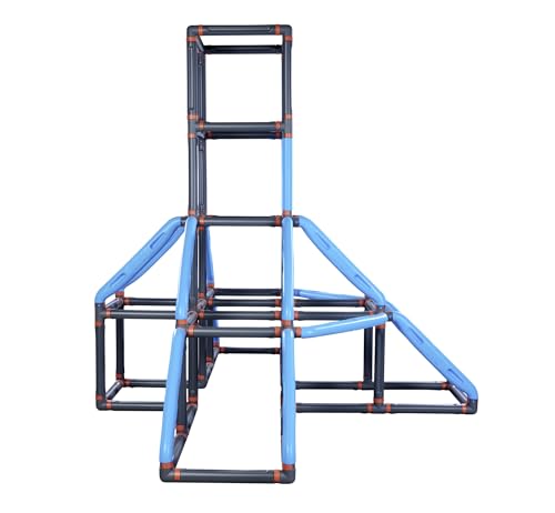 Big Kraxxl The Giant Kletterturm - großes Klettergerüst Outdoor für Kinder von 3-7 Jahre (bis max. 100 kg) - Kletterpyramide auf 4 Etagen, 299 Teile mit Basketball-Ring, 185 x 230 x 185 cm 2