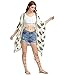 SweatyRocks Women Kimono Vintage Floral Beach Cover up, Black Print in White, Small