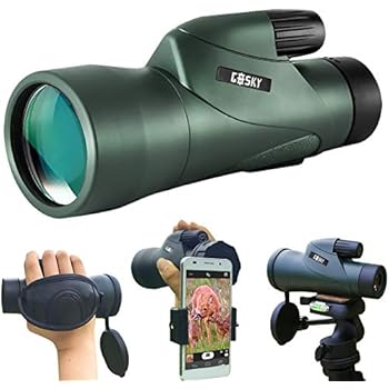 Gosky 12x55 High Definition Monocular Telescope and Quick Smartphone Holder - 2018 Newest Waterproof Monocular -BAK4 Prism for Wildlife Bird Watching Hunting Camping Travelling Wildlife Secenery