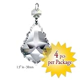 Set of 4 Clear French Pendalogue Crystal Suncatcher 1.5 Inches with Octagon Bead Perfect for Wedding Decoration