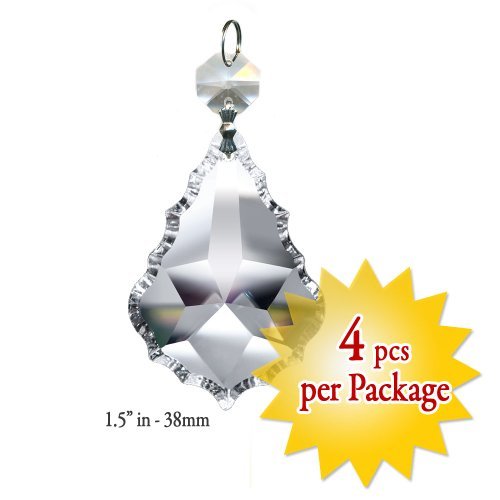 Set of 4 Clear French Pendalogue Crystal Suncatcher 1.5 Inches with Octagon Bead Perfect for Wedding Decoration