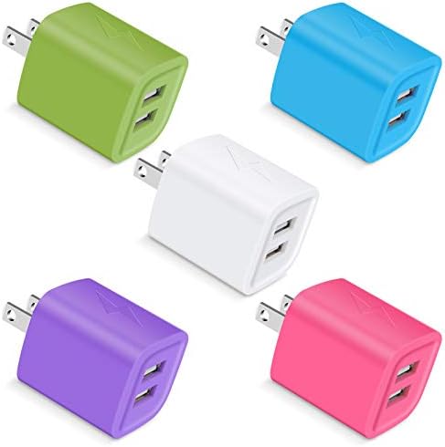 USB Wall Charger, UorMe 5-Pack 2.1Amp 5V Dual Port USB Power Adapter Fast Charge Plug Charging Block Compatible iPhone 11/Xs Max/XR/X/8/8 Plus/7/6S/6, Sumsung A20 S10 S9, LG G8 G6, Android Cell Phones