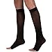 Truform Sheer Compression Stockings, 15-20 mmHg, Women's Knee High Length, Open Toe, 20 Denier, Black, Small
