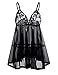 Buauty Womens Lace Babydoll Lingerie Deep V-Neck Spaghetti Strap Nightdress,Black,XXX-Large
