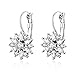 BAMOER 18K White Gold Plated Cubic Zirconia Snowflake Lever Back Earrings for Women Girls CZ Jewelry Stud Fashion Earrings 3 Style White Gold & White CZ