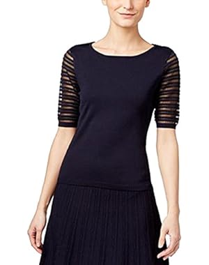 Calvin Klein Women's S/s Sweater W/Textured Sleeve