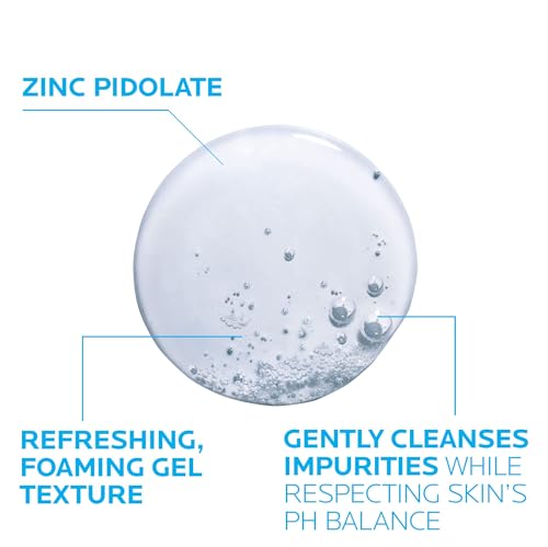 LA ROCHE-POSAY EFFACLAR PURIFYING FOAMING GEL CLEANSER FOR OILY SKIN, WITH ZINC PIDOLATE TO REMOVE EXCESS OIL & SHINE, ALCOHOL FREE & OIL FREE, SENSITIVE SKIN TESTED