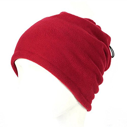 Rurah Neck Warmer Outdoor Scarf turtleneck collar men and women winter multifunctional headgear warm mask hat,Red wine - Thumbnail 2