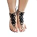 Abandon Girl Crochet Black Barefoot Sandals,Beach Pool,Nude Shoes,Foot Jewelry,Footless Sandles,Beach Wedding Jewelry,Yoga Chain,Anklet, Wedding Shoes, Beach Wedding, Summer Shoes, One Size Fits All