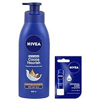 Nivea Cocoa nourish long lasting Lotion, 400ml with Free Nivea Original Care Lip Balm, 4.8g