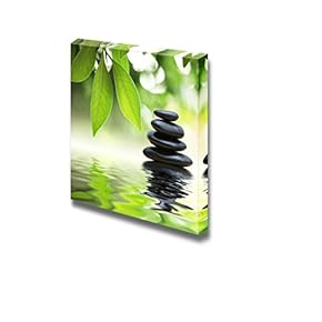 Canvas Prints Wall Art - Zen Basalt Stones in a Pond | Modern Wall Decor/Home Decoration Stretched Gallery Canvas Wrap Giclee Print. Ready to Hang - 12" x 12"