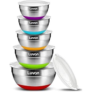 Luvan 304 Roestvrij Staal Mengkommen met Deksels, Brede Rand om Makkelijk te Grijpen en Schenken, Extra Diep voor…