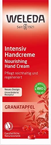 Bio Intensiv Handcreme Granatapfel - Naturkosmetik Handpflege Creme beugt Pigmentflecken vor, Nachhaltige Feuchtigkeitscreme mit Sheabutter & Orange-Vanille Duft für trockene Hände (1x 50ml)