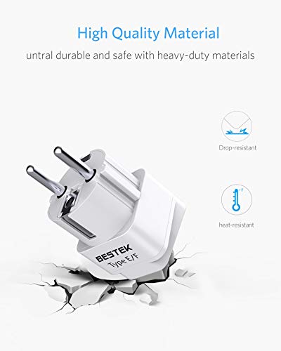 image for BESTEK Europe Travel Plug Adapter, Grounded Universal Type E/F Plug Ad