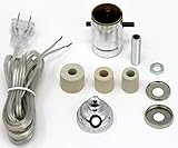 Creative Hobbies Silver Finish Bottle Lamp Adapter Kit with 3 Rubber Adaptors for Wine, Liquor Bottles, Jugs and More