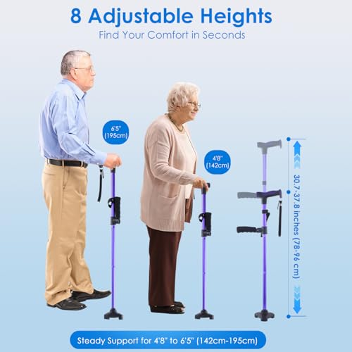 Adjustable Walking Cane for Women & Men for Stability, Self Standing Cane with Second Handle for Standing, Foldable Collapsible Folding Cane, Walking Sticks for Seniors & Adult