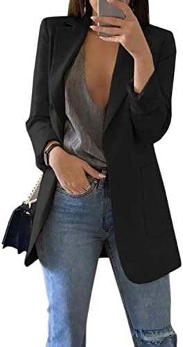 Women Suit Wear to Work Lapel Long Sleeve Basic Blazers with Pocket
