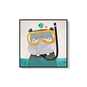 Framed Canvas Wall Art for Living Room, Bedroom Cute Animal Theme Canvas Prints for Home Decoration Ready to Hang - 16x16 inches