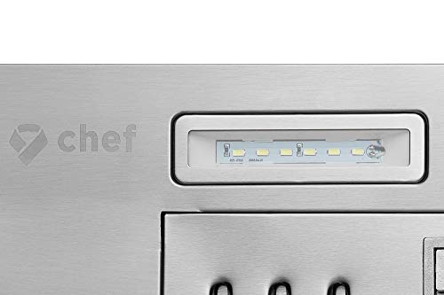 Chef Range Hood R100 30” Built-In/Recessed Kitchen Extractor | Compact Design with Stainless Steel | 3-Speed Setting with 700 CFM, Energy Saving LED Lamp and Dishwasher-Safe Baffle Filter| 6" Duct