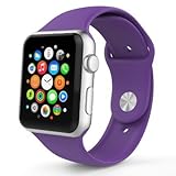 HuanlongTM New Soft Silicone Sport Style Replacement Iwatch Strap Band for Apple Wrist Watch Series 1 Series 2 (Purple 42mm M/L)