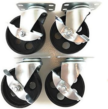4" inch, Metal Swivel Brake Plate Casters - Dual Top Bearings -Heavy Duty - Foghorn Construction