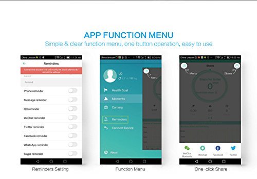 RabbyRock Bluetooth Smart Watch - Waterproof smartwatch IP68 SMS Notifier Pedometer for IOS & Android (RB EX16 BLACK FBA)