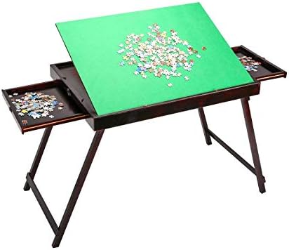 US Stock Adults Kids Children Wooden Jigsaw Puzzle Table Large Portable Folding Table for Puzzle Games Home Furniture - Suitable for 1500pcs Puzzles