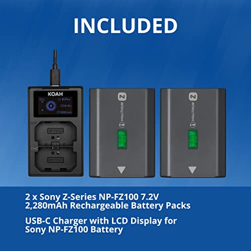 Sony NPFZ100 ZSeries Rechargeable Camera Battery (TwoPack) Bundle
