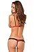 Rene Rofe Women's Sexy See Through Lace Bra & Picot Thong Panties Lingerie Set (Medium/Large) Red