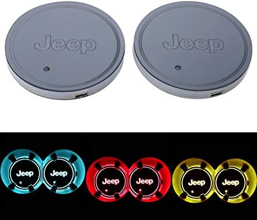 2 PC Logo Coaster LED Car Bowl Holder Mats Mat Waterproof Coaster Waterproof Bottle Drinks Coaster Built-in Bright and Car Interior Decoration Light