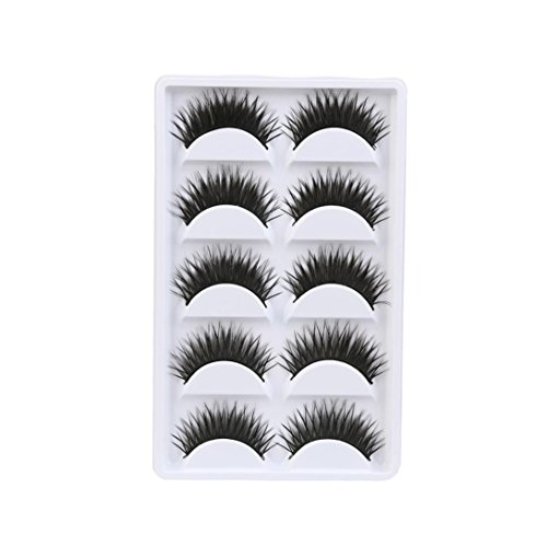 Sunward 2017 Fashion New 5 Pair Thick Crisscross Long False Eyelashes Fake Eye Lashes Voluminous Makeup (A)