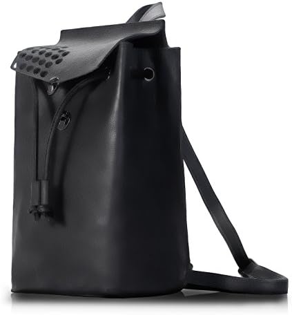 iYaffa Women Backpack Genuine Leather Drawstring Shoulder Bag Purse Black