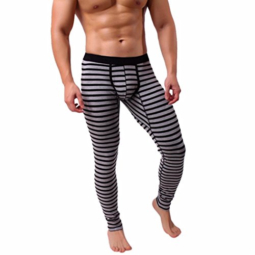 Big Promotion!Man Leggings,ZYooh Striped Breathe Patchwork Low Rise Leggings Long Johns Thermal Pant Underwear (Black, M)