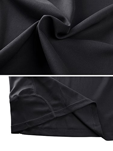 EKLENTSON Mens Outdoor Polo Performance Polo Outdoor T Shirt Short Sleeve Work Polo Black - Thumbnail 3