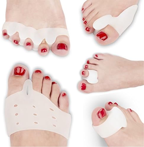 FEETFIX Bunion Corrector 10-Piece Gel Kit – Hallux Valgus Bunion Pain Relief Treatment – Toe Separators, Spacers, Protectors, Straighteners, Splints, Foot Cushions for Day and Night – Medical Grade