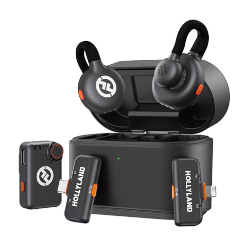 Hollyland Lark M2S Ultimate Combo (Camera RX+Lightning RX+Type-C RX) Wireless Lavalier Microphone for iPhone/Camera/Android/PC, Compact Mic, Titanium Clip, Noise Cancelling, Vlog