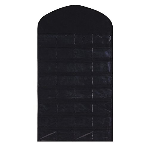Supertech 32 pockets& 18 hook-and-loop tabs Hanging Jewelry Organizer Dual Sides Space-saving Household Accessory Holder Storage Bag (Mode B Black)
