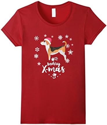 Womens Merry Christmas Beagle Dog Lover Gift T Shirt Medium Cranberry