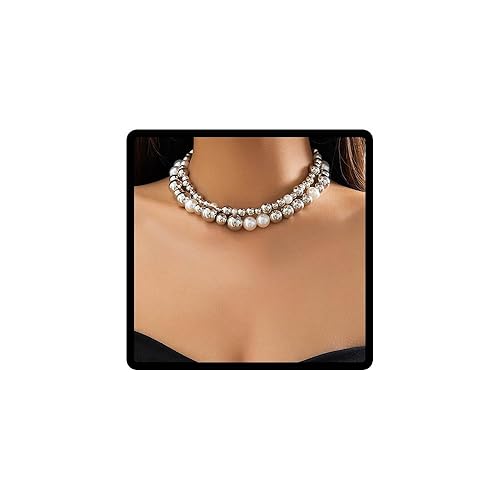 Caiguoer Punk Necklace Adjustable Exaggerated Round Bead Choker Necklace Accessories for Women and Girls (C)