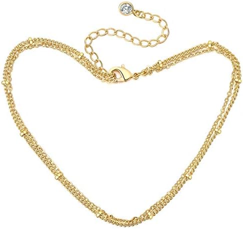 Colrov Cute Layered Anklets for Women 14k Gold Woman Charm Beaded Dainty Ankle Bracelet