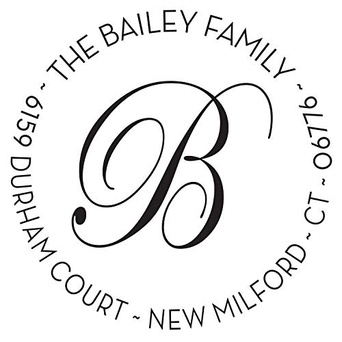 Monogram Address Stamp - Personalized Self Inking Rubber Stamp (MOAD028-SI) - with Locking Bottom Cover