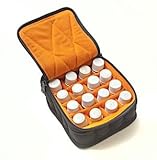 16-Bottle Essential Oil Carrying Cases hold 5ml, 10ml and 15ml bottles - Black with Dusk Orange interior - 4