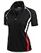 Coolon 2 Tone Collar Short Sleeve Zipper Polo Tee Black L