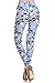 R853-OS Blue and White Iris Print Fashion Leggings